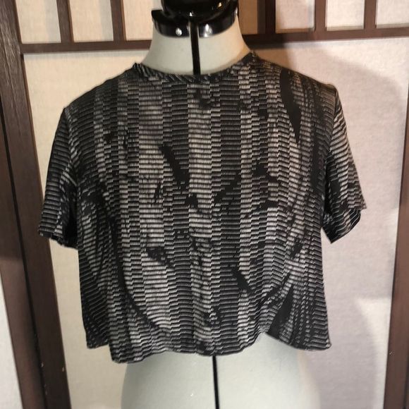 Urban Outfitters/ silence&noise/ sz L /black&white/crop top/short sleeves/ - Picture 2 of 11